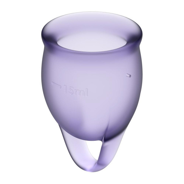 Набір менструальних чаш Satisfyer Feel Confident (lila), 15мл та 20мл, мішечок для зберігання